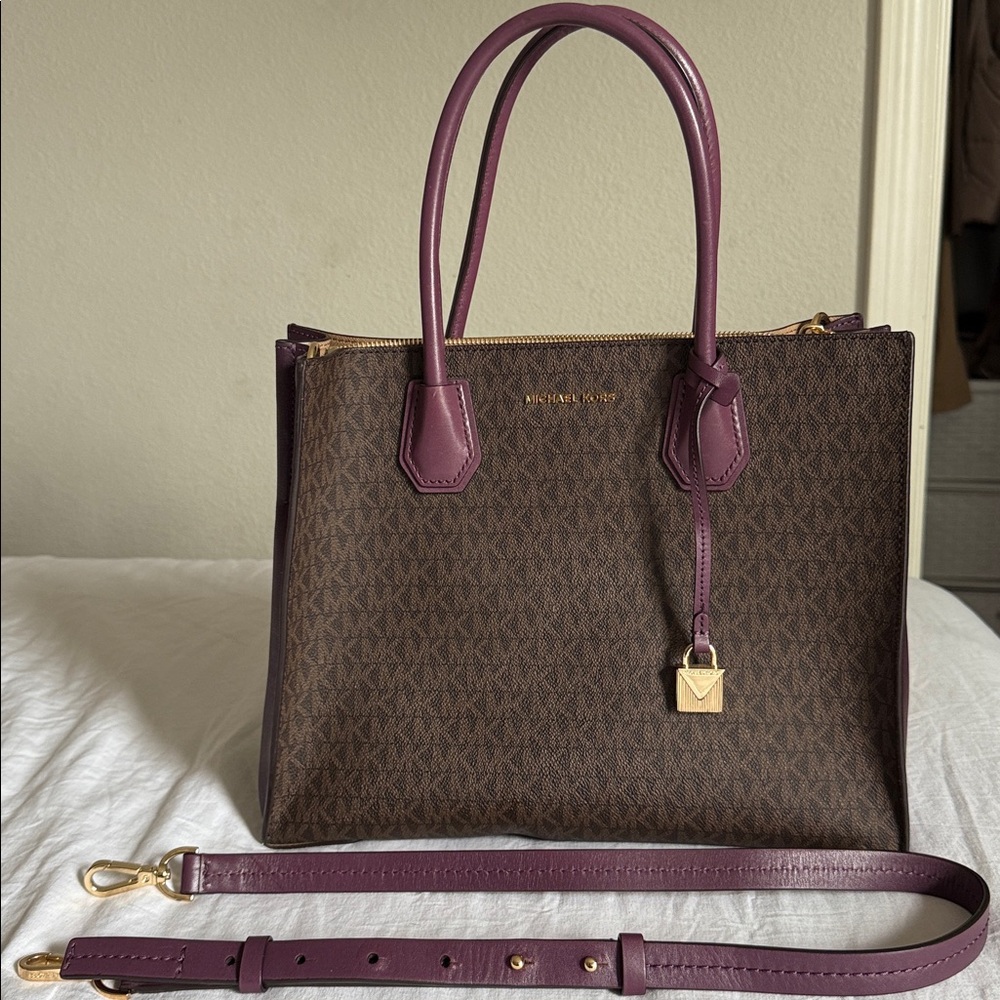 Michael Kors Brown and Purple Tote Bag